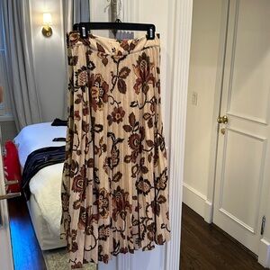 Sezane pleated velvet midi skirt